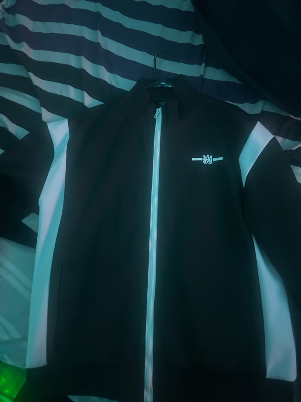 polyester AMIRI Black track Jacket with White Contrast Panels